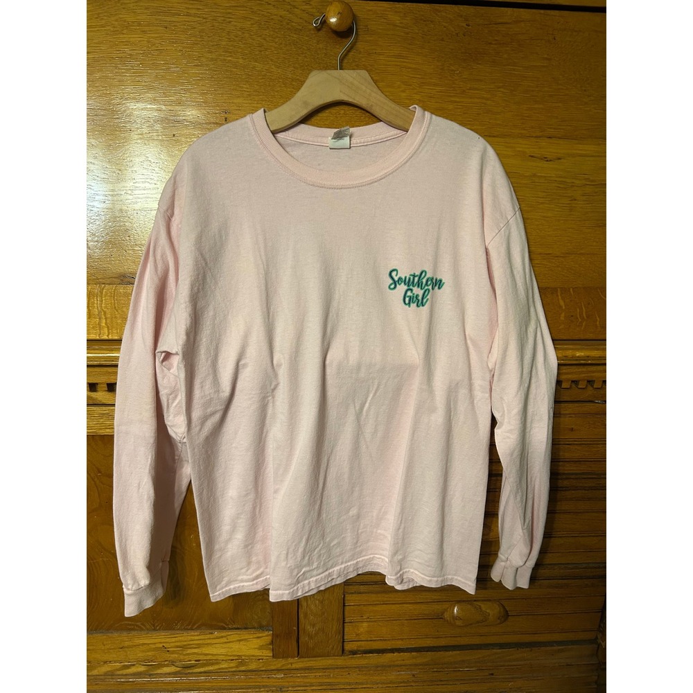 Southern Girl Pink Long Sleeve Graphic T-Shirt As Sweet As A Jar Of Tea Womens L